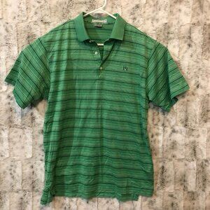 Martin Timeless as the Game Mens Medium Striped Polo Shirt Green Preppy Golf